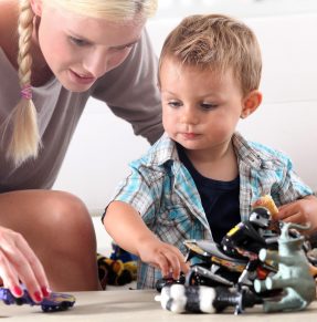 mother playing with child