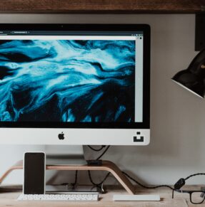 mac computer on desk